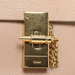 Chloe Peach Leather Nano Drew Shoulder Bag