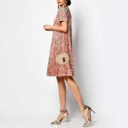 Chloe Peach Leather Nano Drew Shoulder Bag