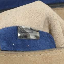 Pre Owned Chloe Dark Brown/Blue Leather and Suede Small Drew Shoulder Bag