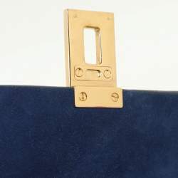 Pre Owned Chloe Dark Brown/Blue Leather and Suede Small Drew Shoulder Bag