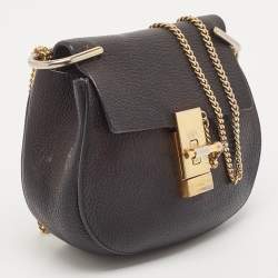 Chloé Black Leather Mini Drew Chian Shoulder Bag