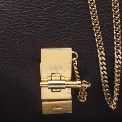 Chloé Black Leather Mini Drew Chian Shoulder Bag