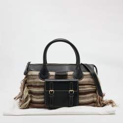 Chloe Black/Multicolor Cashmere and Leather Large Edith Satchel