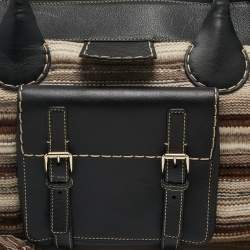 Chloe Black/Multicolor Cashmere and Leather Large Edith Satchel