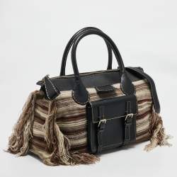 Chloe Black/Multicolor Cashmere and Leather Large Edith Satchel