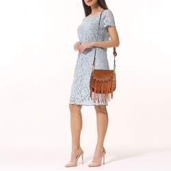 Chloe Brown Leather Small Hudson Fringe Shoulder Bag