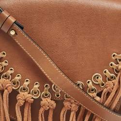 Chloe Brown Leather Small Hudson Fringe Shoulder Bag