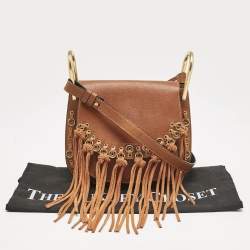 Chloe Brown Leather Small Hudson Fringe Shoulder Bag