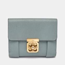 Chloe Light Blue Leather Elsie Compact Wallet