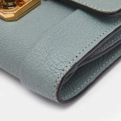 Chloe Light Blue Leather Elsie Compact Wallet