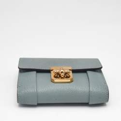 Chloe Light Blue Leather Elsie Compact Wallet
