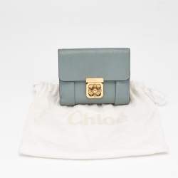 Chloe Light Blue Leather Elsie Compact Wallet