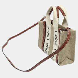 Chloe Beige Fabric Woody Mini Bag