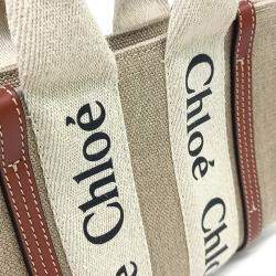 Chloe Beige Fabric Woody Mini Bag