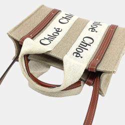 Chloe Beige Fabric Woody Mini Bag