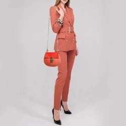 Chloe Red Leather Small Drew Shoulder Bag