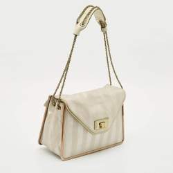 Chloe Metallic Striped Leather Medium Crystal Sally Flap Shoulder Bag