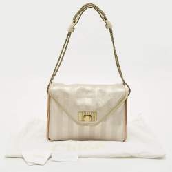 Chloe Metallic Striped Leather Medium Crystal Sally Flap Shoulder Bag