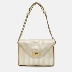 Chloe Metallic Striped Leather Medium Crystal Sally Flap Shoulder Bag