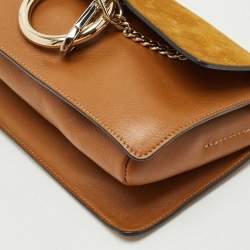 Chloe Brown/Tan Leather and Suede Small Faye Shoulder Bag