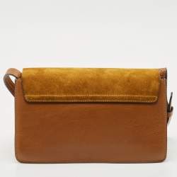 Chloe Brown/Tan Leather and Suede Small Faye Shoulder Bag