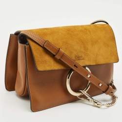 Chloe Brown/Tan Leather and Suede Small Faye Shoulder Bag