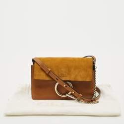 Chloe Brown/Tan Leather and Suede Small Faye Shoulder Bag
