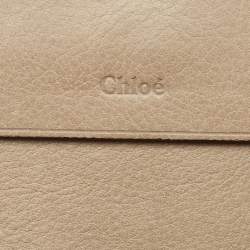 Chloe Grey Leather Braided Flap Card Case