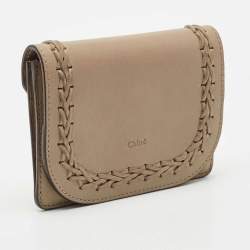 Chloe Grey Leather Braided Flap Card Case