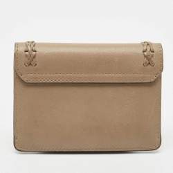 Chloe Grey Leather Braided Flap Card Case