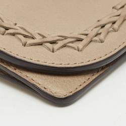Chloe Grey Leather Braided Flap Card Case