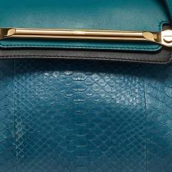 Chloe Blue/Green Leather and Python Small Clare Shoulder Bag