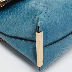 Chloe Blue/Green Leather and Python Small Clare Shoulder Bag