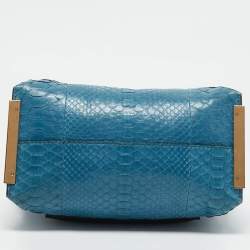 Chloe Blue/Green Leather and Python Small Clare Shoulder Bag