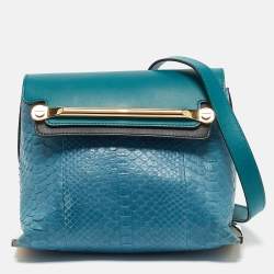 Chloe Blue/Green Leather and Python Small Clare Shoulder Bag