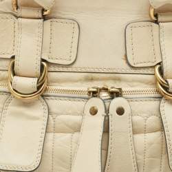 Chloe Off Whited Leather Bay Satchel