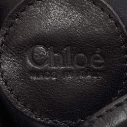 Pre Owned Chloé Black Leather Mini Crystal Embellished Crescent Hobo