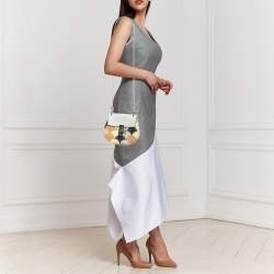 Chloe Grey/Multicolor Leather and Suede Studded Patchwork Small Drew Bag