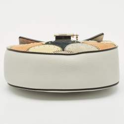 Chloe Grey/Multicolor Leather and Suede Studded Patchwork Small Drew Bag
