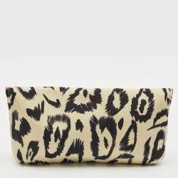 Chloe Cream/Black Printed Fabric Bow Clutch