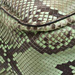 Pre Owned حقيبة كتف كلوي إلسي جلد ثعبان أخضر/بني كبيرة