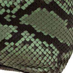 Pre Owned حقيبة كتف كلوي إلسي جلد ثعبان أخضر/بني كبيرة