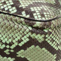 Pre Owned حقيبة كتف كلوي إلسي جلد ثعبان أخضر/بني كبيرة