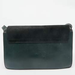 Chloe Dark Green Leather and Suede Small Faye Shoulder Bag