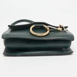Chloe Dark Green Leather and Suede Small Faye Shoulder Bag