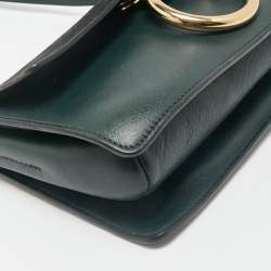 Chloe Dark Green Leather and Suede Small Faye Shoulder Bag
