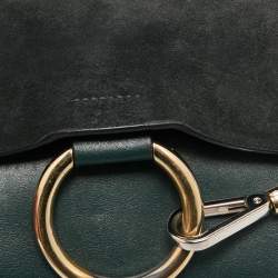 Chloe Dark Green Leather and Suede Small Faye Shoulder Bag