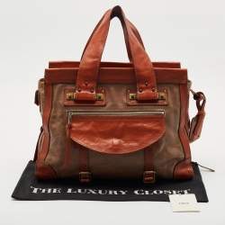 Pre Owned Chloe Brown/Beige Leather Tracy Tote