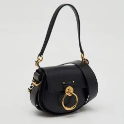 Chloe Black Leather and Suede Small Tess Shoulder Bag