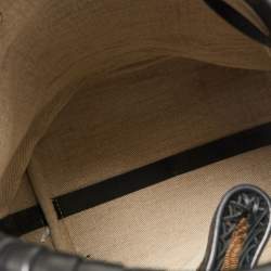 Chloe Beige/Black Raffia and Leather Marcie Bucket Bag
